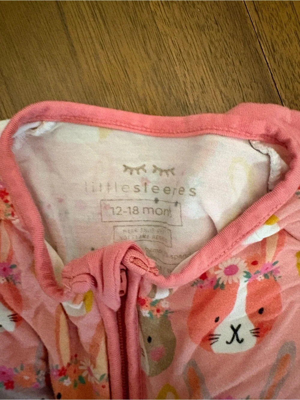 Little Sleepies Pink Bunny Print zip pjs
